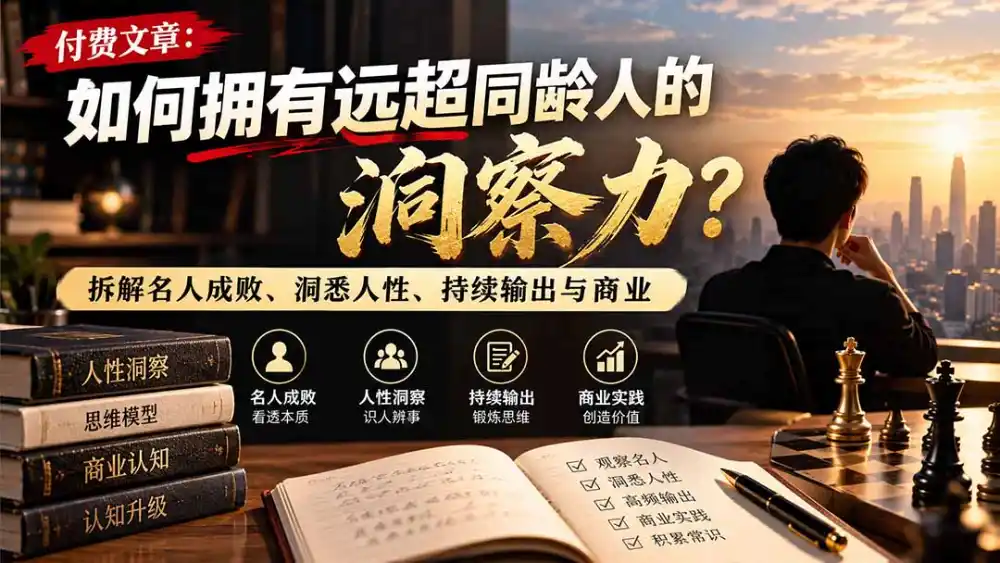 付费文章：如何拥有远超同龄人的洞察力？拆解名人成败、洞悉人性、持续输出与商业实践-小玖网_综合网创资源_优质付费资源_知识付费网课平台_创业项目