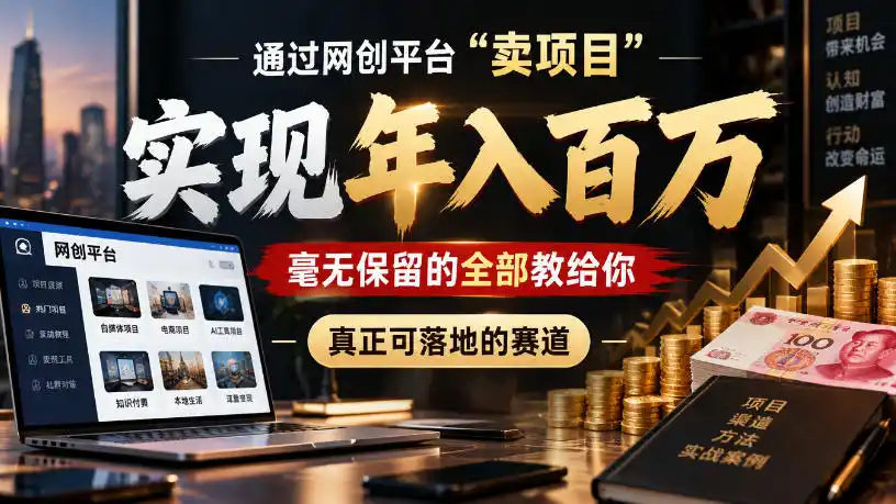 通过网创平台“卖项目”实现年入100w，毫无保留的全部教给你，真正可落地的赛道【揭秘】-小玖网_综合网创资源_优质付费资源_知识付费网课平台_创业项目