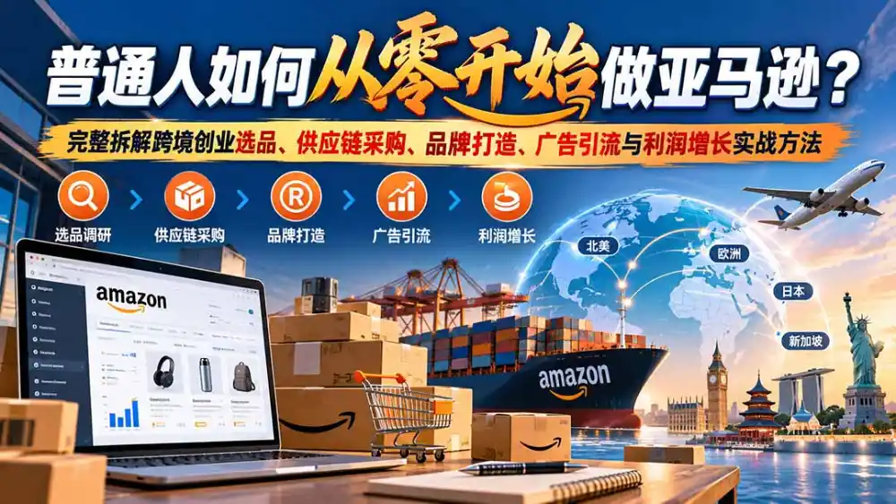 普通人如何从零开始做亚马逊？完整拆解跨境创业选品、供应链采购、品牌打造、广告引流与利润增长实战方法-小玖网_综合网创资源_优质付费资源_知识付费网课平台_创业项目