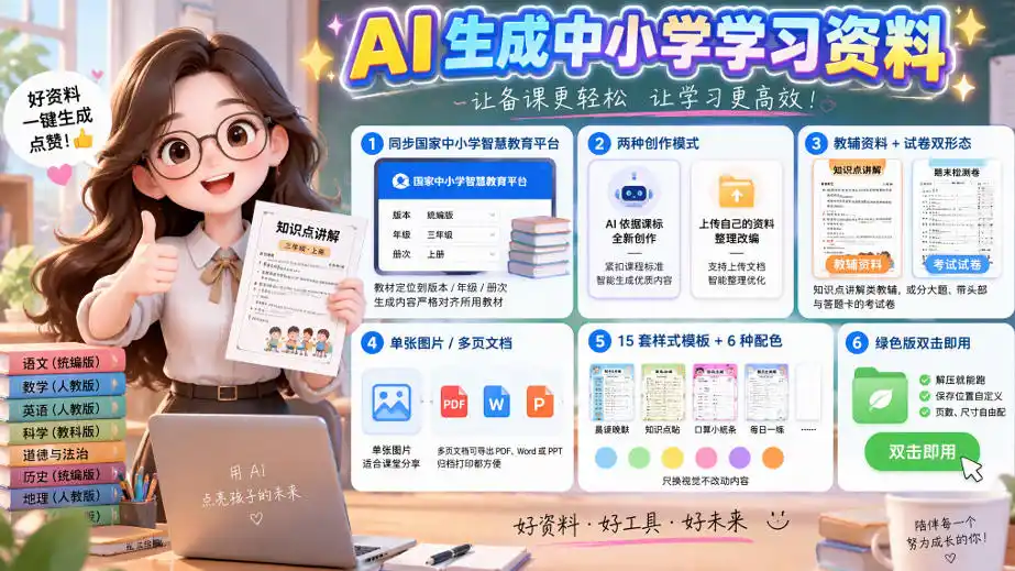 孩子的教辅别再乱买了：同步国家中小学智慧平台，AI一键生成图文教辅和试卷-小玖网_综合网创资源_优质付费资源_知识付费网课平台_创业项目