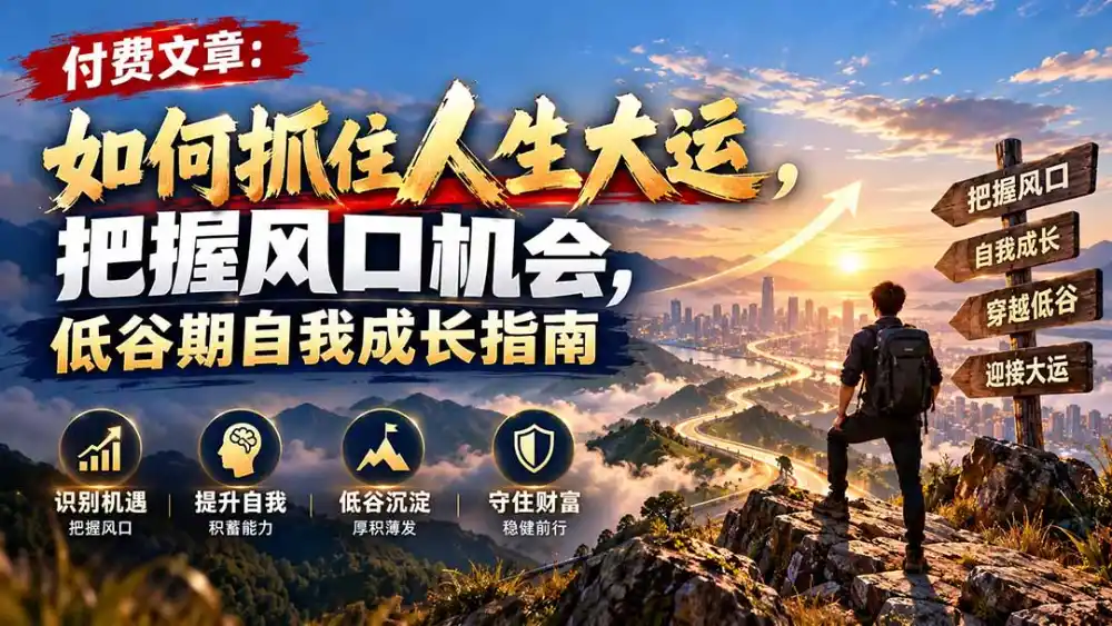 付费文章：如何抓住人生大运，把握风口机会，低谷期自我成长指南-小玖网_综合网创资源_优质付费资源_知识付费网课平台_创业项目