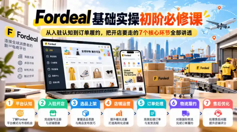 Fordeal基础实操初阶必修课，从入驻认知到订单履约，把开店要走的7个核心环节全部讲透-小玖网_综合网创资源_优质付费资源_知识付费网课平台_创业项目
