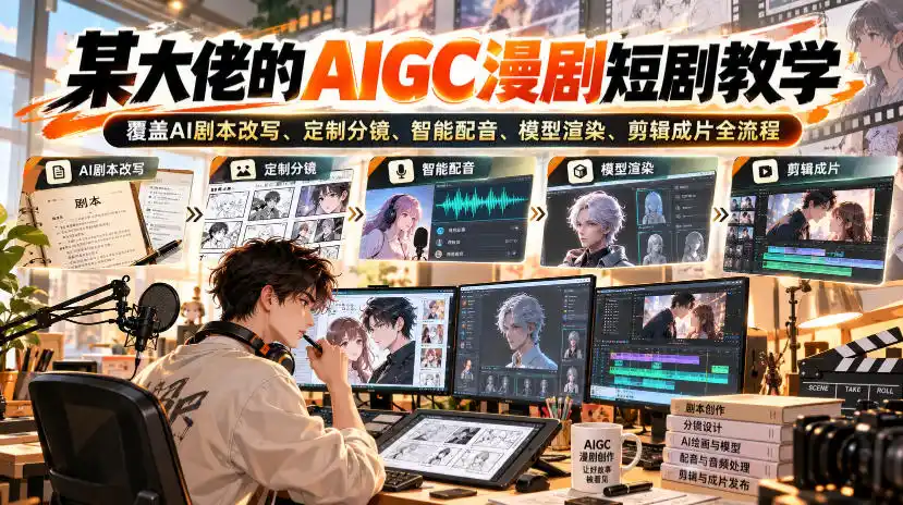 某大佬的AIGC漫剧短剧教学，覆盖AI剧本改写、定制分镜、智能配音、模型渲染、剪辑成片全流程-小玖网_综合网创资源_优质付费资源_知识付费网课平台_创业项目