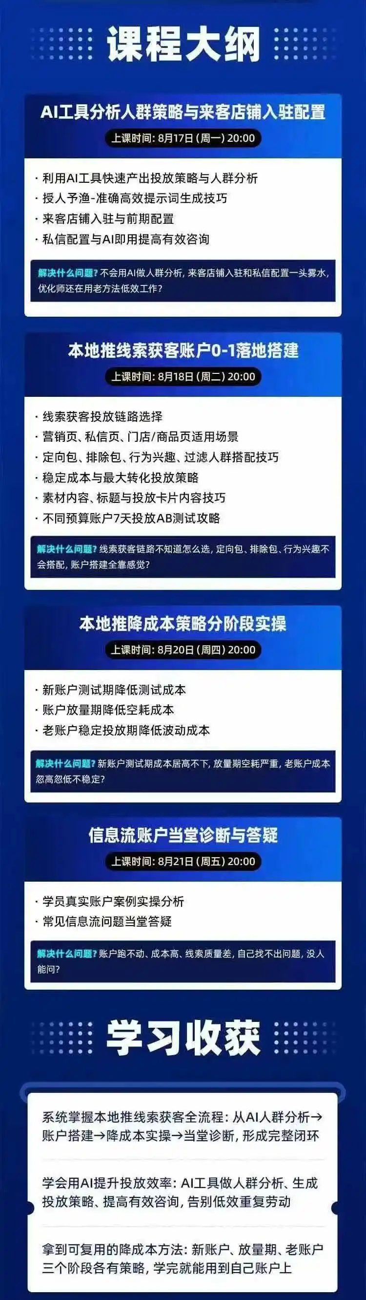 图片[2]-2026巨量AD本地推线索获客全流程实战课-33期：AI人群分析、账户搭建、7天测试、分阶段降本与投放优化-小玖网_综合网创资源_优质付费资源_知识付费网课平台_创业项目