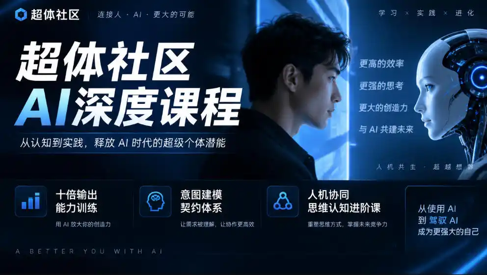 超体社区AI深度课程，十倍输出能力训练，意图建模契约体系，人机协同思维认知进阶课-小玖网_综合网创资源_优质付费资源_知识付费网课平台_创业项目