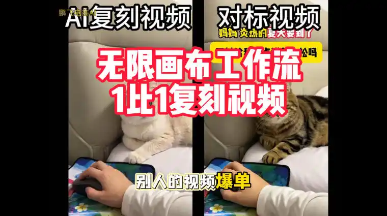 宠物带货视频复刻,无限画布工作流1比1,不用拍摄、不用布景、不用真人出镜,几分钟就能做出一条专业带货视频
