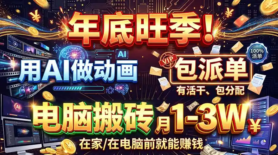 AI代做动画，旺季捡钱！一单500-1000+，提供做单渠道，新手可做！-小玖网_综合网创资源_优质付费资源_知识付费网课平台_创业项目