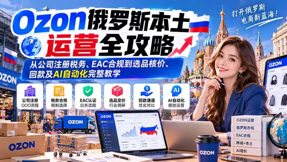 Ozon俄罗斯本土运营全攻略：从公司注册税务、EAC合规到选品核价、回款及AI自动化完整教学-小玖网_综合网创资源_优质付费资源_知识付费网课平台_创业项目