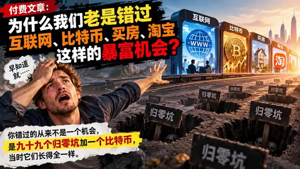 付费文章：为什么我们老是错过互联网、比特币、买 房、淘宝这样的暴富机会？-小玖网_综合网创资源_优质付费资源_知识付费网课平台_创业项目