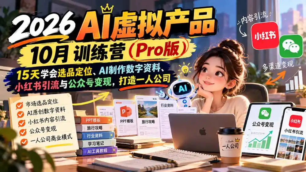 2026AI虚拟产品10月训练营(Pro版-小玖网_综合网创资源_优质付费资源_知识付费网课平台_创业项目