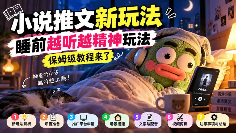 小说推文新玩法，睡前越听越精神玩法，保姆级教程来了-小玖网_综合网创资源_优质付费资源_知识付费网课平台_创业项目