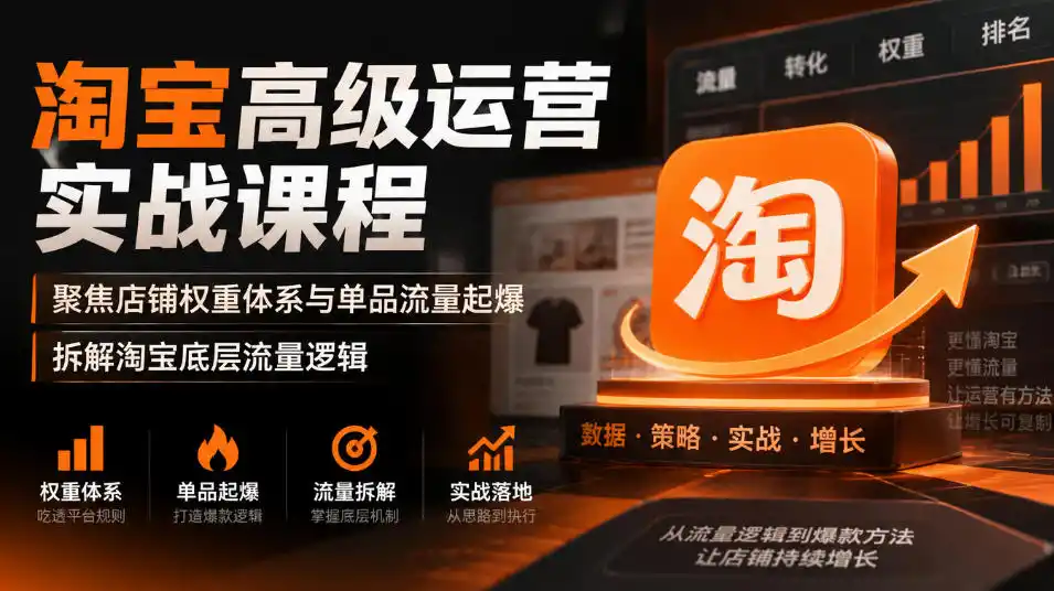 淘宝高级运营实战课程，聚焦店铺权重体系与单品流量起爆，拆解淘宝底层流量逻辑-小玖网_综合网创资源_优质付费资源_知识付费网课平台_创业项目