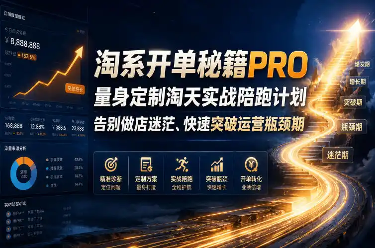 淘系开单秘籍PRO，量身定制淘天实战陪跑计划，告别做店迷茫、快速突破运营瓶颈期(更新261012)-小玖网_综合网创资源_优质付费资源_知识付费网课平台_创业项目