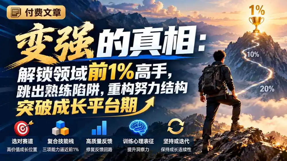 付费文章：变强的真相：解锁领域前1%高手，跳出熟练陷阱，重构努力结构突破成长平台期-小玖网_综合网创资源_优质付费资源_知识付费网课平台_创业项目