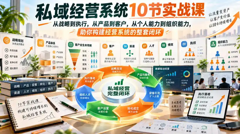 私域经营系统10节实战课，从战略到执行，从产品到客户，从个人能力到组织能力，助你构建经营系统的整套闭环-小玖网_综合网创资源_优质付费资源_知识付费网课平台_创业项目