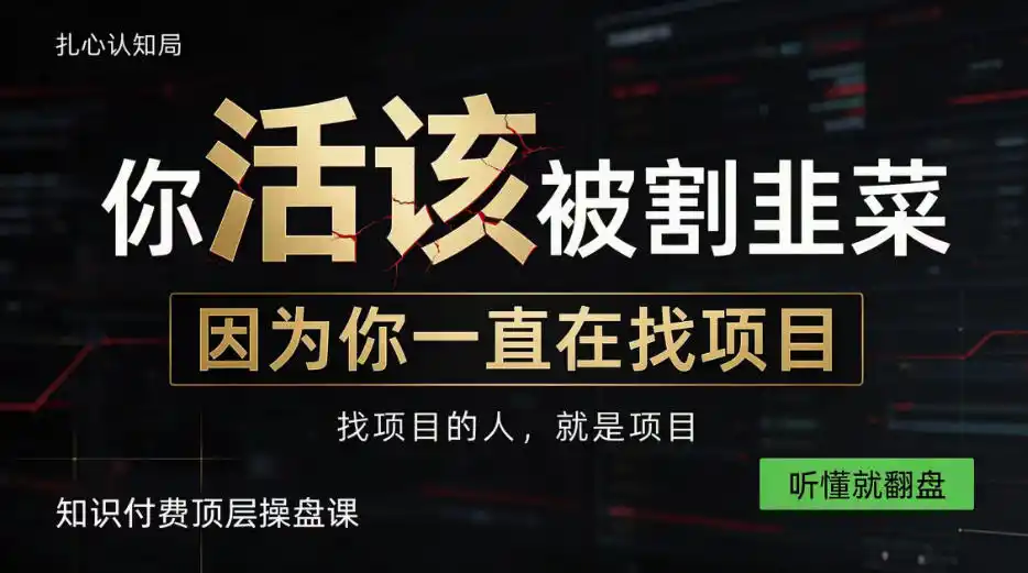 做项目不如卖项目，做知识付费自己当老板，知识付费顶层操盘课，听懂就翻盘【揭秘】-小玖网_综合网创资源_优质付费资源_知识付费网课平台_创业项目