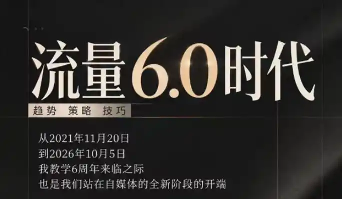 流量6.0时代直播课2026年10月，流量6.0时代的趋势、策略、技巧，2027年前，你的IP能否做起来，本场直播就是你的转折点-小玖网_综合网创资源_优质付费资源_知识付费网课平台_创业项目