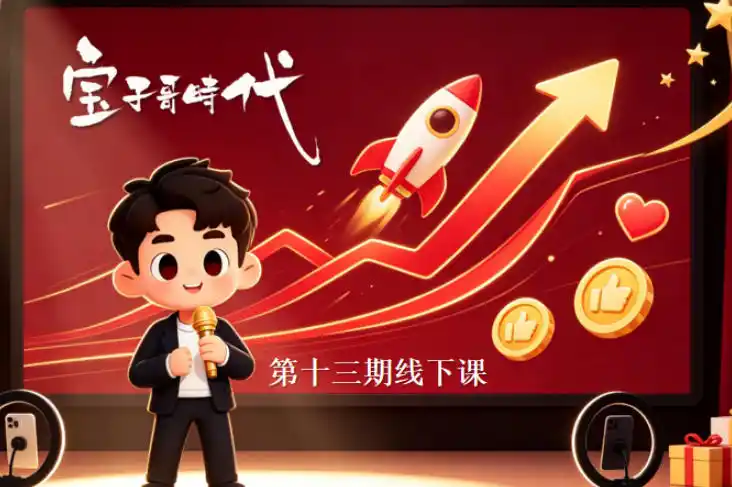 宝子哥抖音直播第13期VIP线下课9月5-6日，26年最值得看的直播课程，快速突破直播间流量瓶颈，打造高效起号闭环-小玖网_综合网创资源_优质付费资源_知识付费网课平台_创业项目