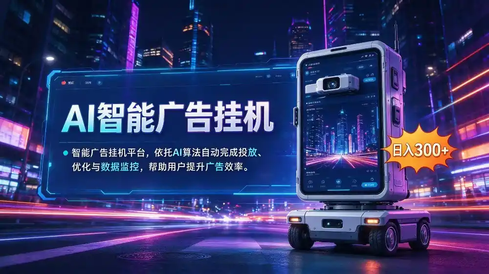 AI 智能广告挂机｜AI 自动运行，轻松托管广告任务-小玖网_综合网创资源_优质付费资源_知识付费网课平台_创业项目
