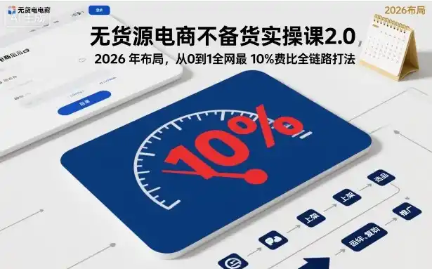 无货源电商不备货实操课2.0，2026年布局，从0到1全网最低10%费比全链路打法【更新261010】-小玖网_综合网创资源_优质付费资源_知识付费网课平台_创业项目