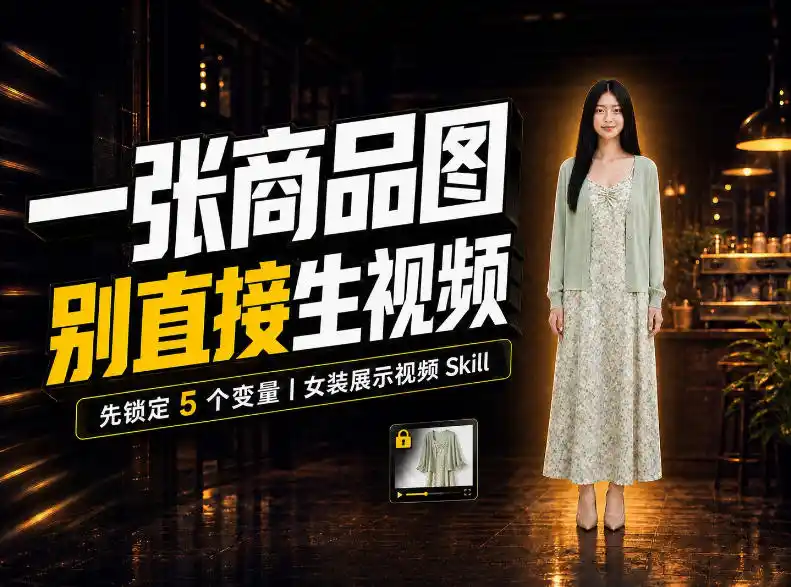 女装AI视频总翻车？问题不在提示词，女装展示视频Skill先锁定5个变量！-小玖网_综合网创资源_优质付费资源_知识付费网课平台_创业项目