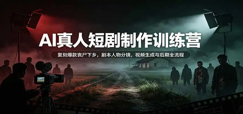 AI真人短剧制作训练营：复刻爆款丧尸下乡，剧本人物分镜，视频生成与后期全流程-小玖网_综合网创资源_优质付费资源_知识付费网课平台_创业项目