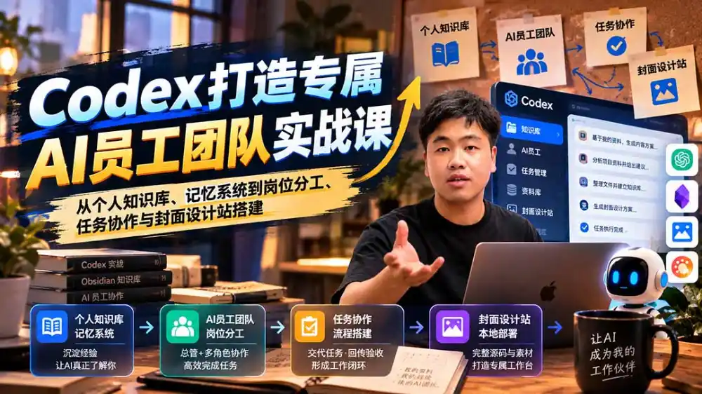 【无水印】Codex打造专属AI员工团队实战课：从个人知识库、记忆系统到岗位分工、任务协作与封面设计站搭建-小玖网_综合网创资源_优质付费资源_知识付费网课平台_创业项目